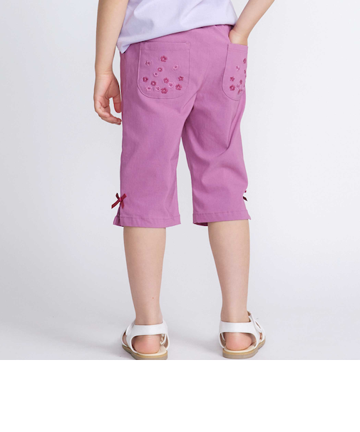フラワー刺しゅうポケットストレッチウェザーカプリパンツ(90~160cm)