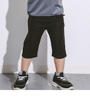 6分丈ロゴパッチワークリネン調ストレッチパンツ(110~160cm)