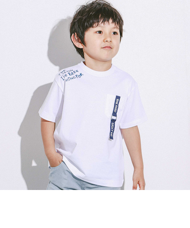 【接触冷感】テープポケットウェーブロゴTシャツ(110~160cm)