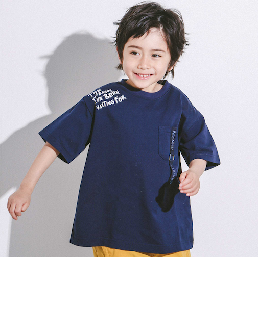 【接触冷感】テープポケットウェーブロゴTシャツ(110~160cm)