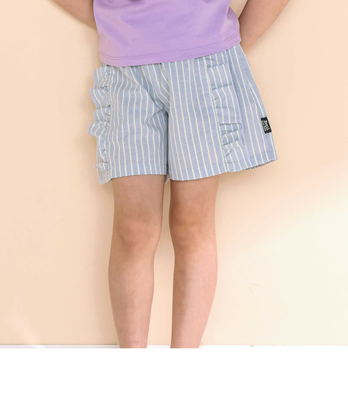 【お揃い】チェック柄ボーダー柄フリル付きショートパンツ(90~130cm)