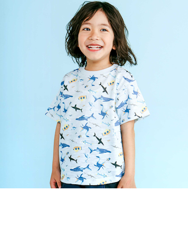 【吸汗速乾】ビーチ海総柄半袖Tシャツ(80~130cm)