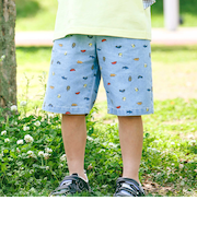 ツイルデニム総柄プリントハーフパンツ(80~130cm)