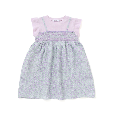 花柄シフォンドッキングワンピース(80~130cm)