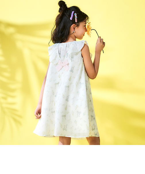 アイス柄プリントシアーチェックワンピース(80~130cm)