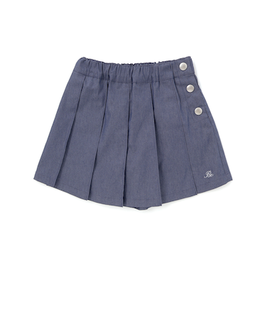 カラーデニムサイドボタンプリーツスカパン(90~150cm)