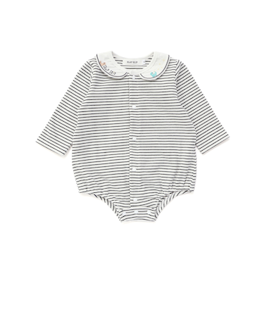 無地ボーダーアニマルクマ恐竜刺しゅうライン襟付きボディミニベビー(70~80cm)