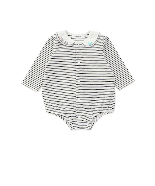 無地ボーダーアニマルクマ恐竜刺しゅうライン襟付きボディミニベビー(70~80cm)