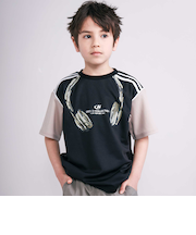 【接触冷感】ヘッドフォンプリントドライメッシュ半袖Tシャツ(110~150cm)