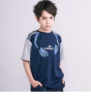 【接触冷感】ヘッドフォンプリントドライメッシュ半袖Tシャツ(110~150cm)