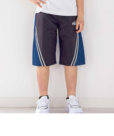 ラインテープデニムタフタ切り替え5.5分パンツ(110~150cm)