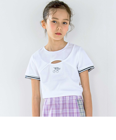 ワンポイント刺しゅうテレコ半袖Tシャツ(110~150cm)