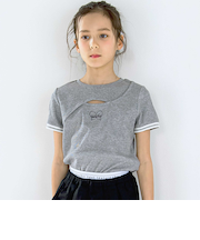 ワンポイント刺しゅうテレコ半袖Tシャツ(110~150cm)