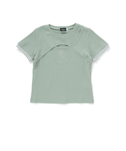 ワンポイント刺しゅうテレコ半袖Tシャツ(110~150cm)