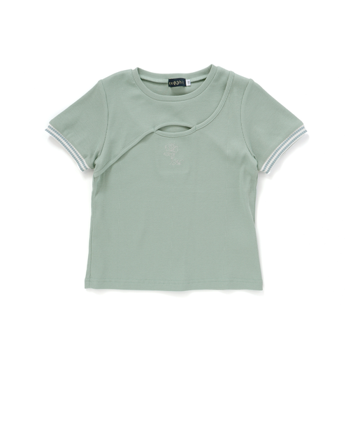 ワンポイント刺しゅうテレコ半袖Tシャツ(110~150cm)
