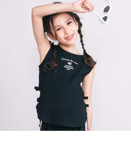 無地ボーダーテレコタンクトップ(110~150cm)