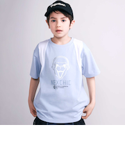 【接触冷感】恐竜プリント切り替え天竺半袖Tシャツ(110~150cm)