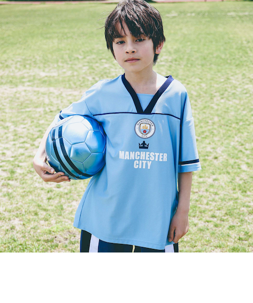 【Manchester City(マンチェスターシティ)コレクション】Vネックメッシュ半袖Tシャツ(110~150cm)