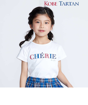 【お揃い】【神戸タータン×BeBe】ロゴパッチ刺しゅう半袖Tシャツ(90~160cm)