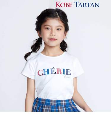 【お揃い】【神戸タータン×BeBe】ロゴパッチ刺しゅう半袖Tシャツ(90~160cm)