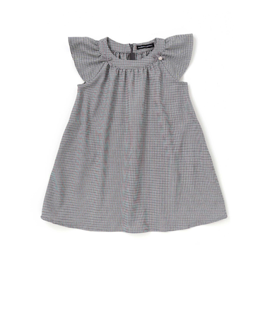 千鳥チェックラグランギャザースリーブワンピース(95~150cm)