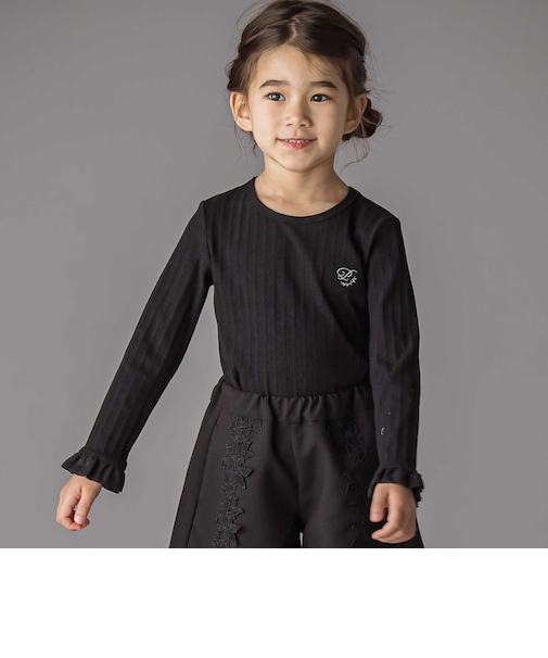 フリル袖リブロングTシャツ(95~150cm)