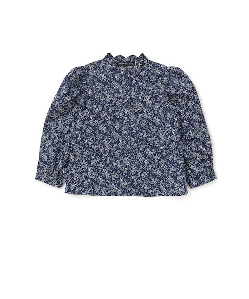 スカラップ襟ブロード花柄シャツ(110~150cm)