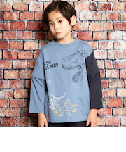 袖取り外し恐竜プリント長袖Tシャツ(80~160cm)