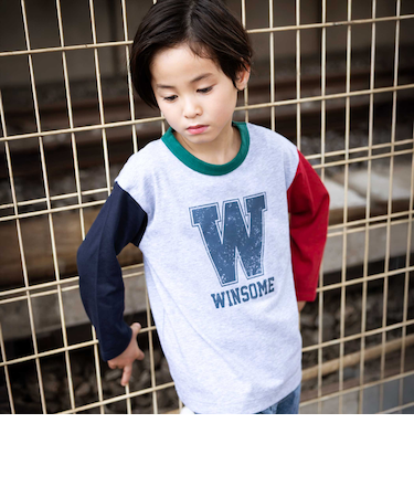 カラフル袖ロゴプリントロング長袖Tシャツ(100~160cm)