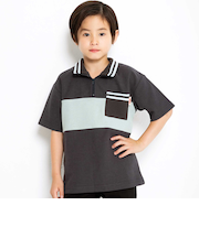 ハーフジップパイル半袖BIGTシャツ(110~160cm)