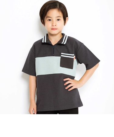 ハーフジップパイル半袖BIGTシャツ(110~160cm)