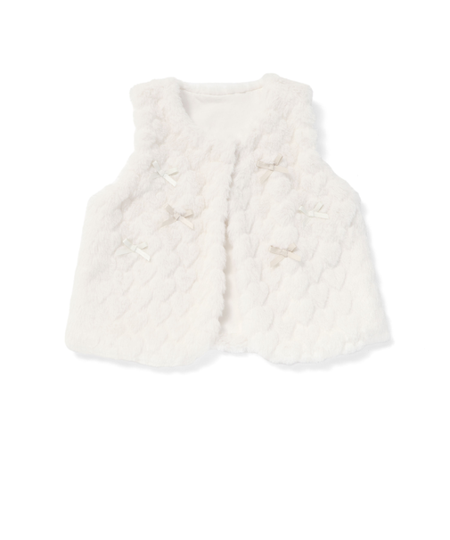 【お揃い】リボンいっぱいハート柄ファーベストベビー(70~80cm)