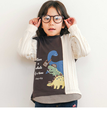 お出かけ恐竜モチーフ切り替えTシャツ(80~130cm)