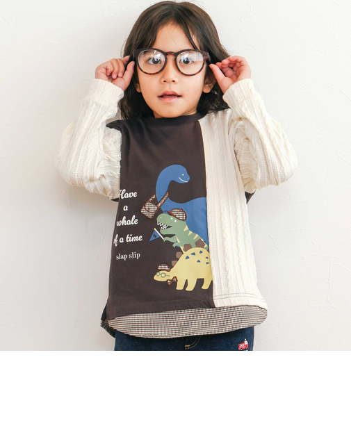お出かけ恐竜モチーフ切り替えTシャツ(80~130cm)