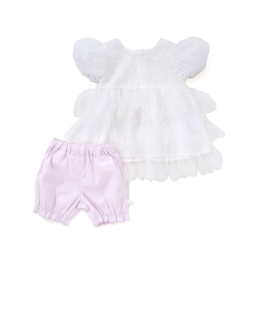 【お揃い】スカラップチュールスカートドッキングワンピース+ブルマセットアップベビー(70~80cm)