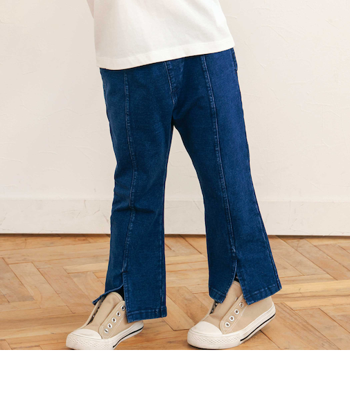 後ろポケットリボンフレアシルエット9分丈デニムパンツ(80~130cm)