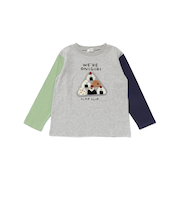 【お揃い】おにぎりサガラ刺しゅう袖配色Tシャツ(80~130cm)