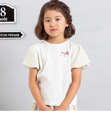 カットツイードバルーンスリーブ半袖Tシャツ(90~150cm)