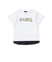 PARISチェックロゴレイヤード風天竺半袖Tシャツ(90~150cm)