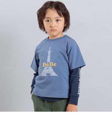 エッフェル塔ロゴ半袖Tシャツ+袖ラインロゴ長袖Tシャツセット(90~150cm)
