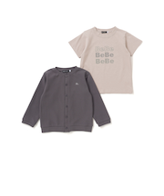カノコ長袖カーディガン+ロゴプリント半袖Tシャツセット(90~150cm)