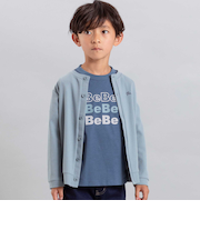 カノコ長袖カーディガン+ロゴプリント半袖Tシャツセット(90~150cm)