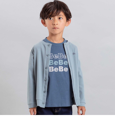 カノコ長袖カーディガン+ロゴプリント半袖Tシャツセット(90~150cm)