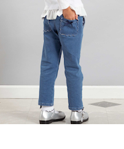 ストレッチジョグデニムスカラップポケットロングパンツ(90~160cm)