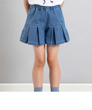 ストレッチジョグデニムプリーツショートパンツ(90~150cm)