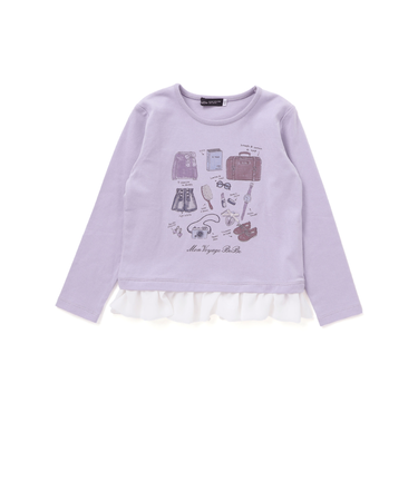 旅の持ち物モチーフ裾シフォンフリル長袖Tシャツ(90~150cm)