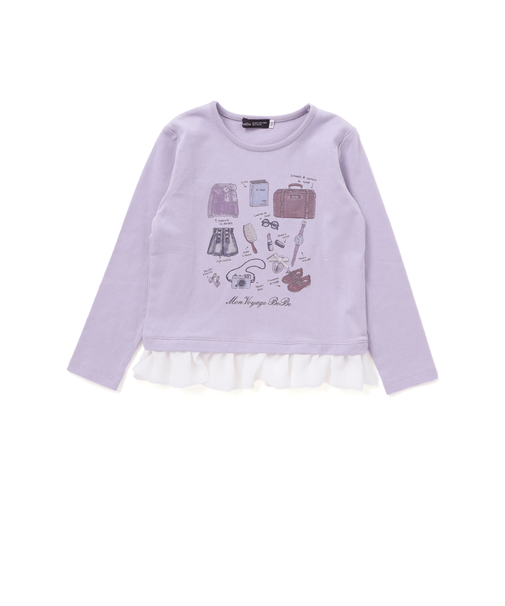 旅の持ち物モチーフ裾シフォンフリル長袖Tシャツ(90~150cm)