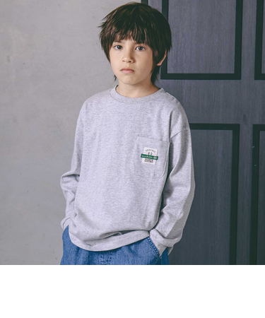 バッグロゴパッチ天竺&マルチボーダー長袖Tシャツ(110~150cm)