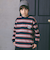 バッグロゴパッチ天竺&マルチボーダー長袖Tシャツ(110~150cm)