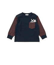 チェック袖切り替え天竺長袖Tシャツ(80~130cm)